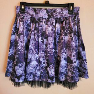 Olsenboye Black Gray White Floral Skirt Tulle Hem Size 9